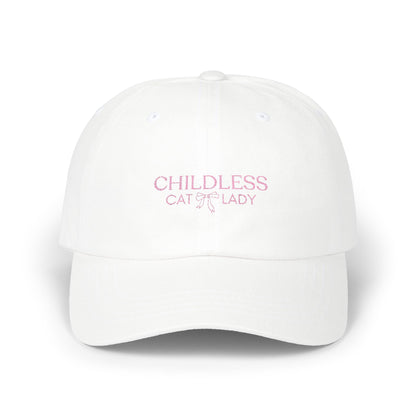 Childless Cat Lady Embroidered Classic Dad Cap, Pink Bow Hat, Coquette Trend, Feminist Gift, Cat Mom